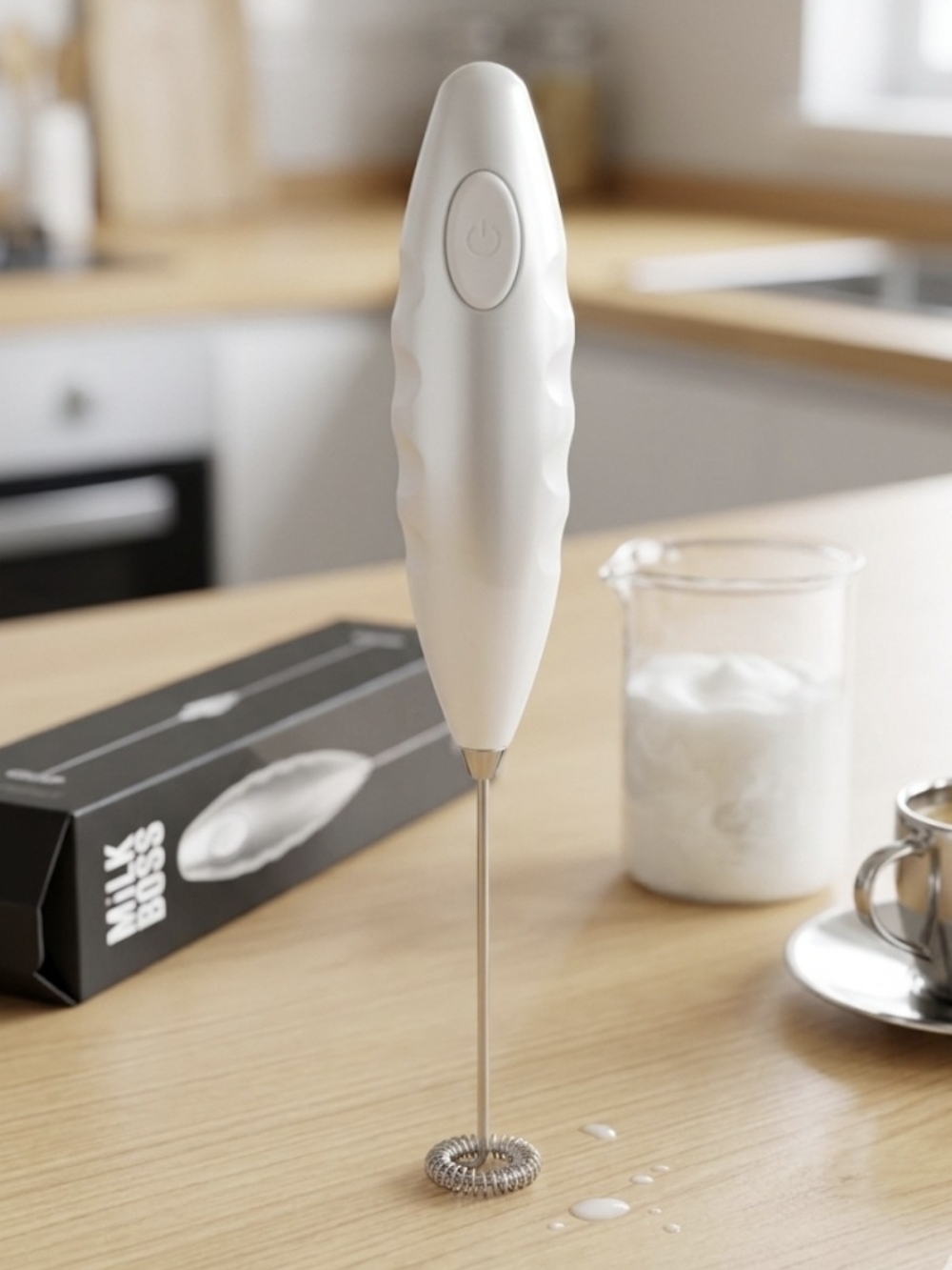 Handheld Milk Frother - White